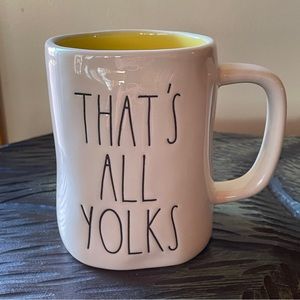 NEW! Rae Dunn THAT'S ALL YOLKS Spring Easter Coffee Cocoa Tea Mug Yellow Bunny